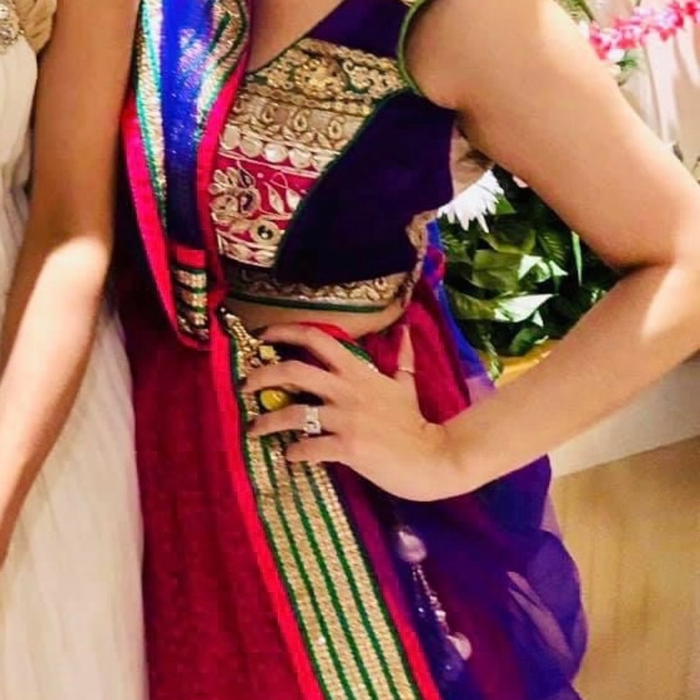 Pink and purple lengha xs